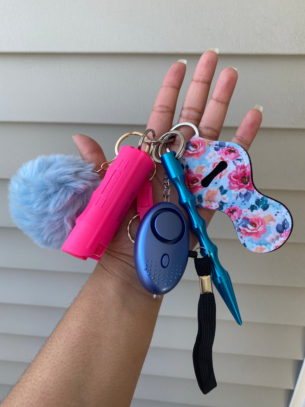 Blue and Pink Blossom Keychain