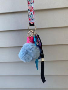 Blue and Pink Blossom Keychain